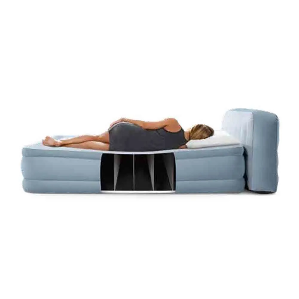  220-240V Queen Plush Headboard Airbed W/Fiber-Tech Rp