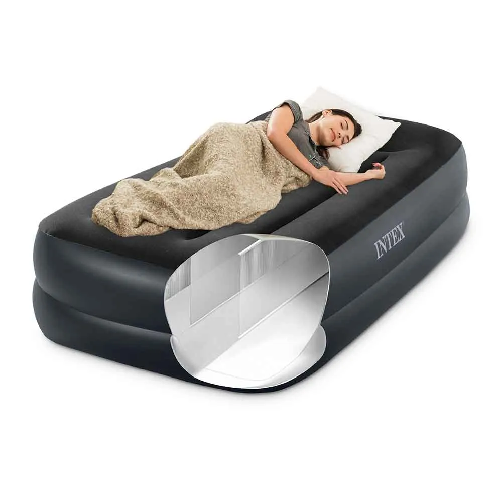  220-240V Twin Pillow Rest Raised Airbed With Fiber-Tech Bip