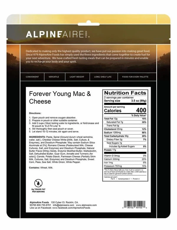 Alpine Aire Forever Young Mac and Cheese