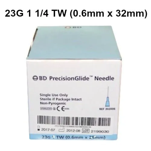 BD PRECISION GLIDE Needles 23G x 1-1/4" (0.6mm x 32mm) x 100