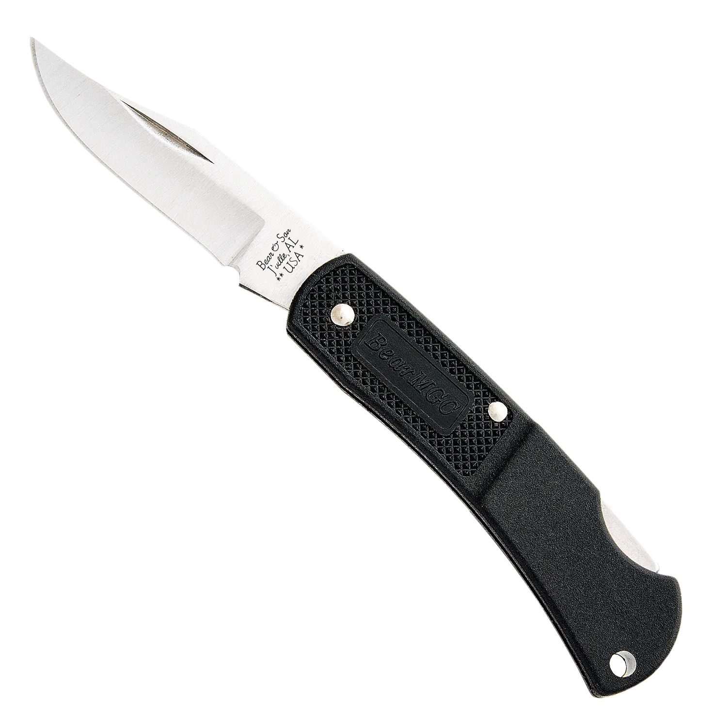 Bear and Son 3 Black Zytel Lightweight Executive Lockback Upswept  726