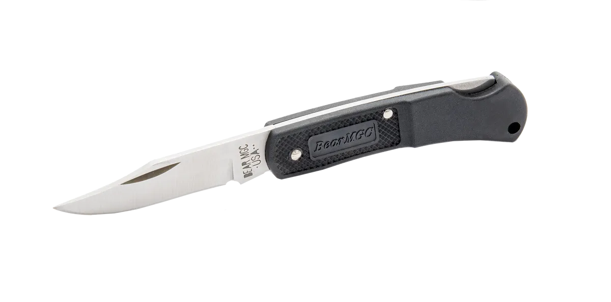 Bear and Son 3 Black Zytel Lightweight Executive Lockback Upswept  726
