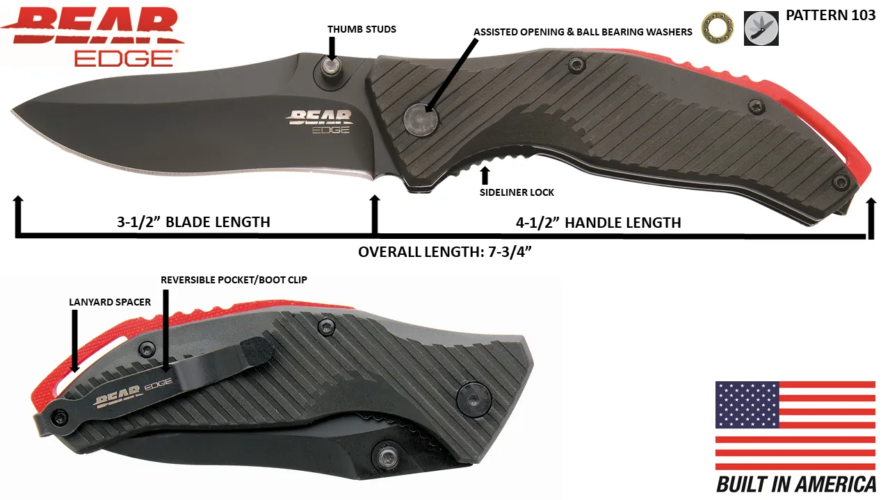 Bear and Son 4-1/2 in. Black Aluminum Assisted Opening Sideliner  BE103