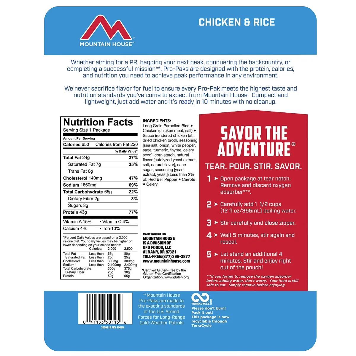 Chicken & Rice Gluten Free Pro Pak