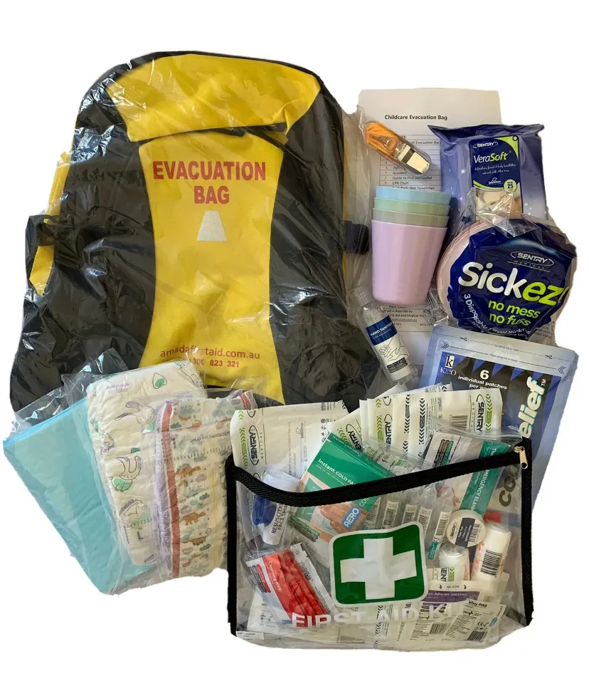 CHILDCARE EVACUATION BAG Filled