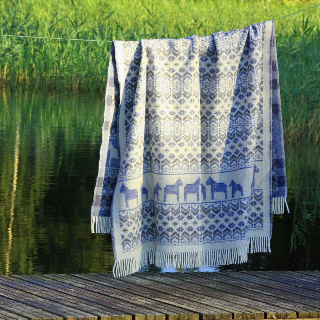 Dalarna Bl Wool Blanket