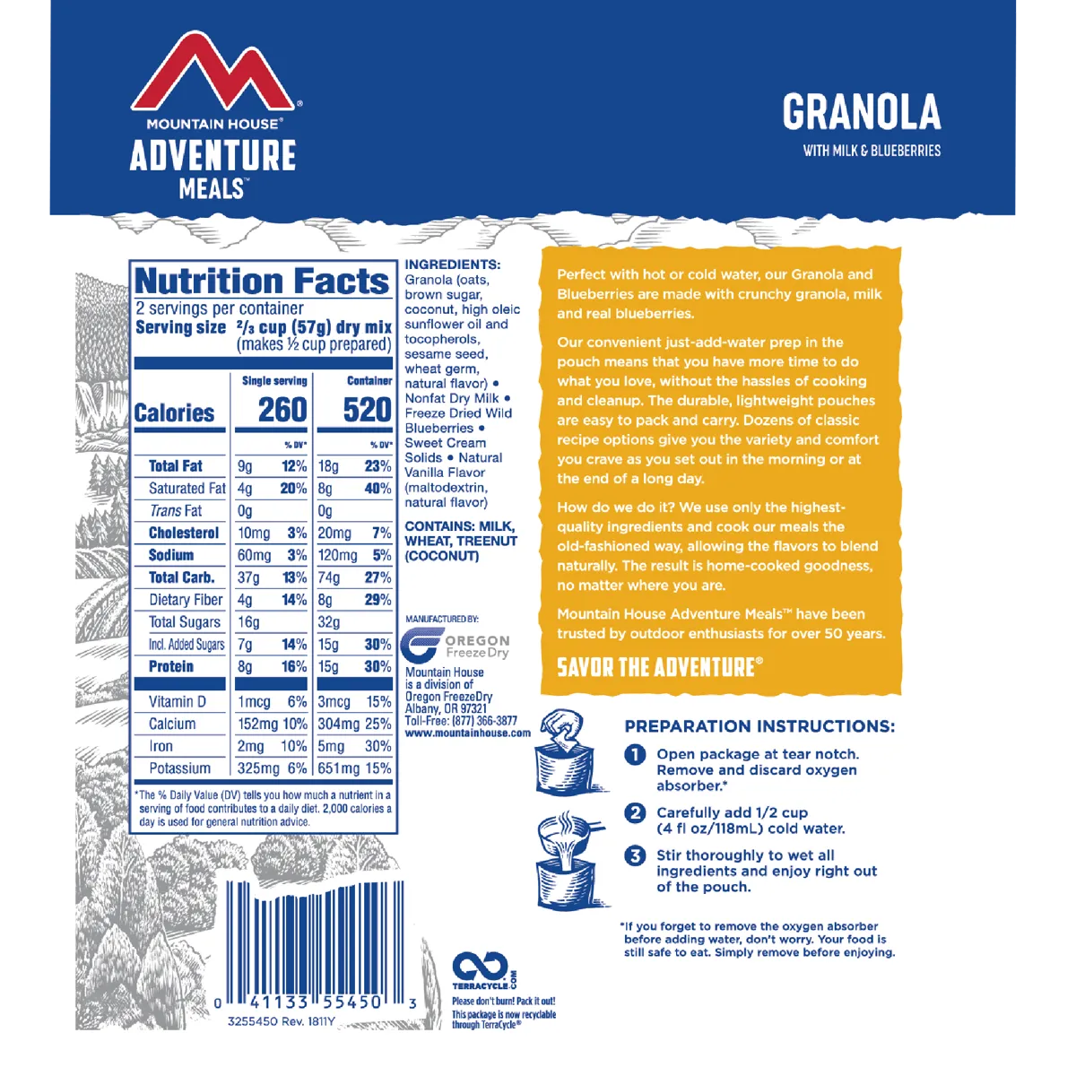 Granola with Milk & Blueberries (2 Servings)
