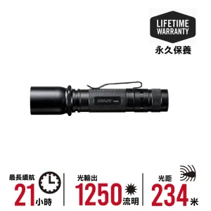  Lifetime WarrantyTX17R Flashlight 1250 Lumen Rechargeable