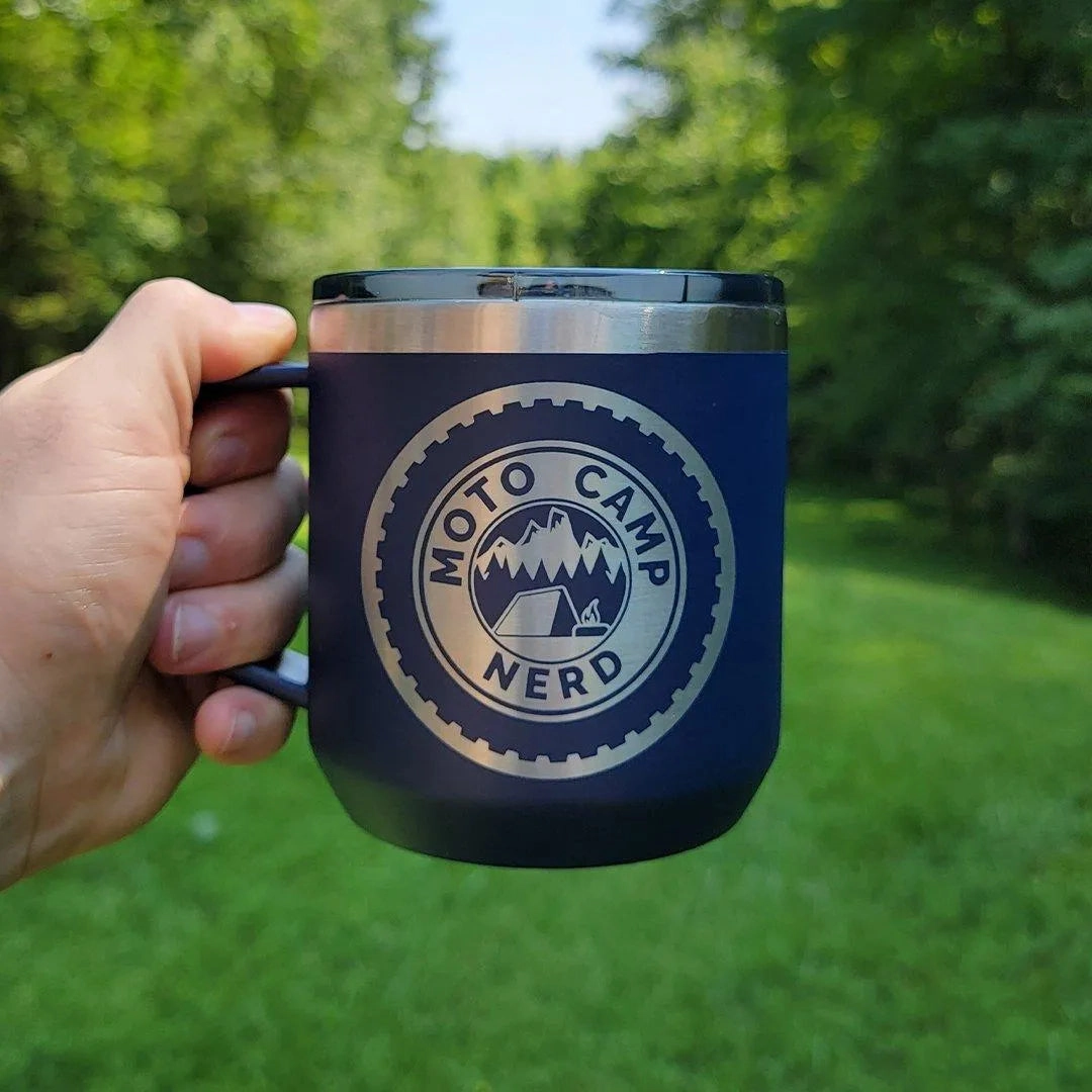 Moto Camp Nerd Insulated Coffee Mug 16oz.