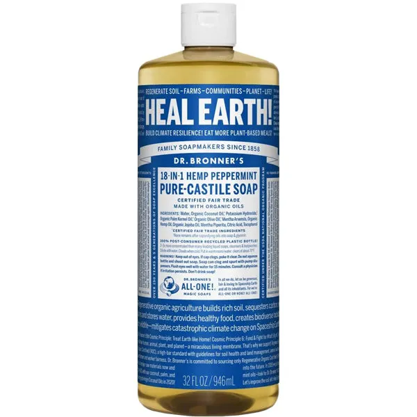 Pure-Castile Liquid Soap, Peppermint - 32 oz