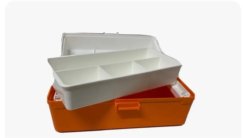 Small Home First Aid Kit orange white 1 tray tackle box