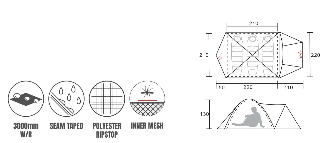 Treqa Ontario Series 3-Person Tent